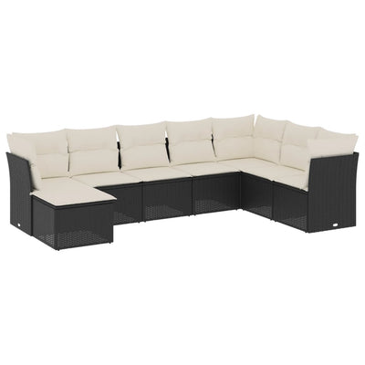 8 Piece Garden Sofa Set with Cushions Black Poly Rattan Payday Deals