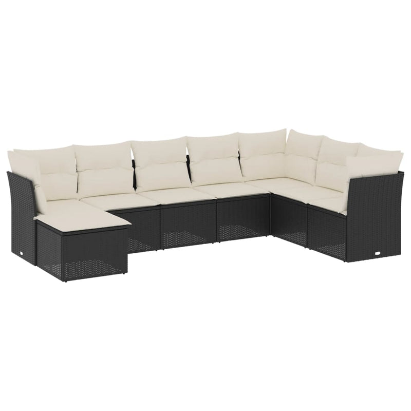 8 Piece Garden Sofa Set with Cushions Black Poly Rattan Payday Deals