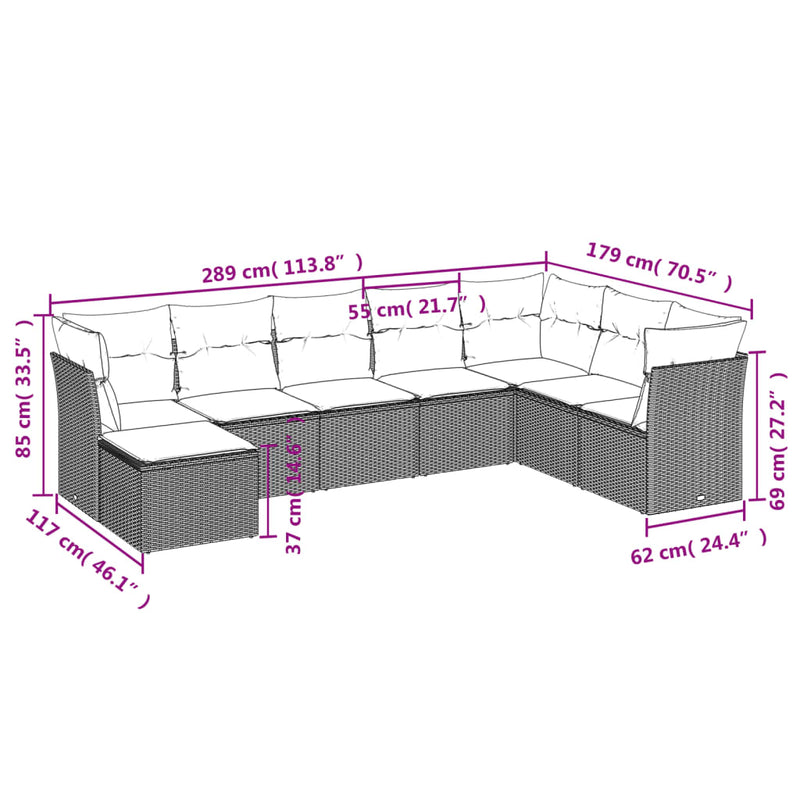 8 Piece Garden Sofa Set with Cushions Black Poly Rattan Payday Deals