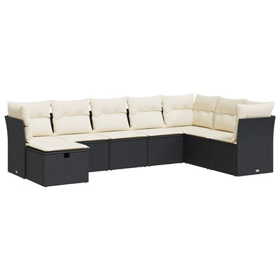 8 Piece Garden Sofa Set with Cushions Black Poly Rattan Payday Deals