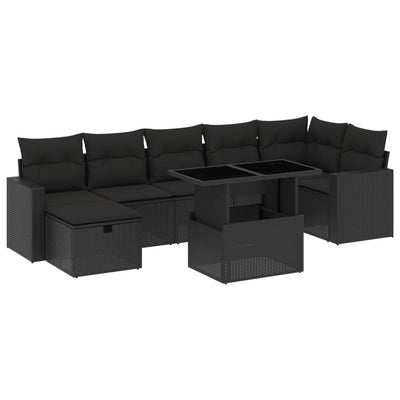 8 Piece Garden Sofa Set with Cushions Black Poly Rattan Payday Deals