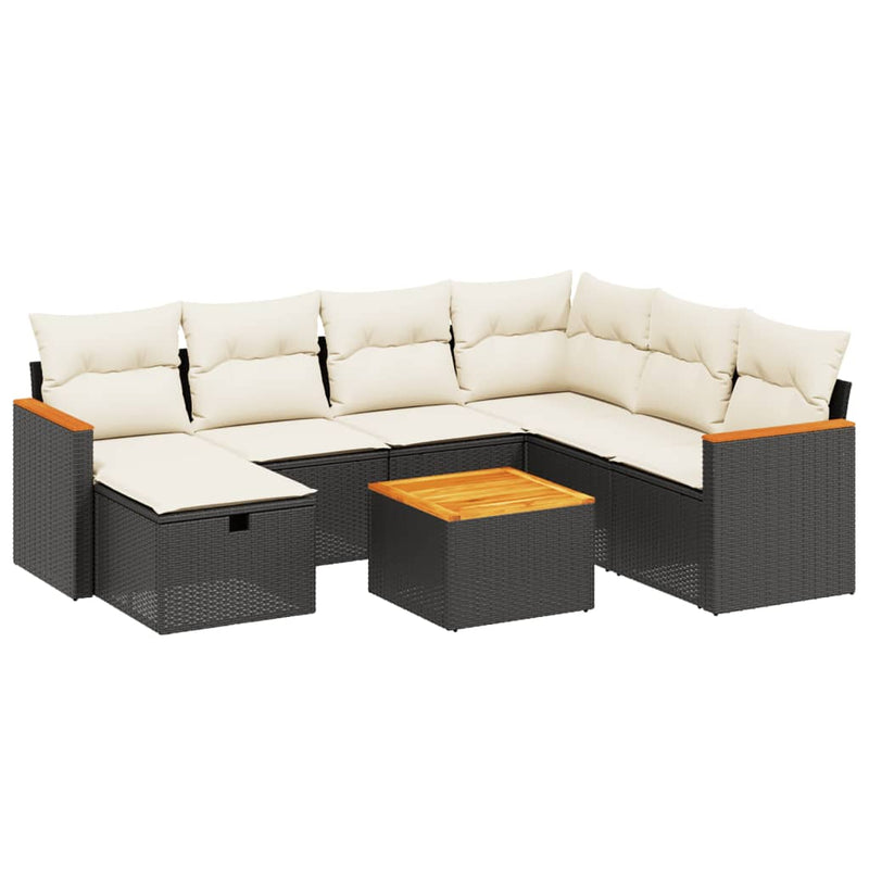8 Piece Garden Sofa Set with Cushions Black Poly Rattan Payday Deals