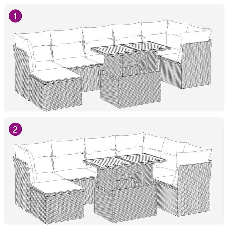 8 Piece Garden Sofa Set with Cushions Black Poly Rattan Payday Deals