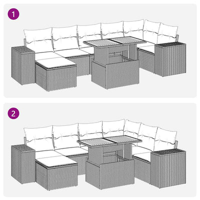 8 Piece Garden Sofa Set with Cushions Black Poly Rattan Payday Deals