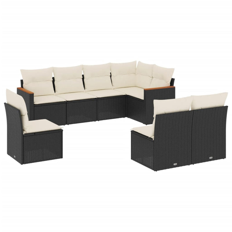 8 Piece Garden Sofa Set with Cushions Black Poly Rattan Payday Deals