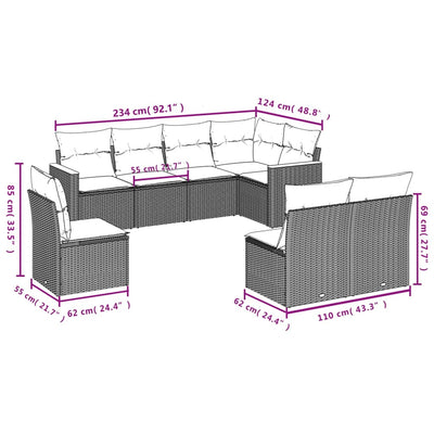 8 Piece Garden Sofa Set with Cushions Black Poly Rattan Payday Deals