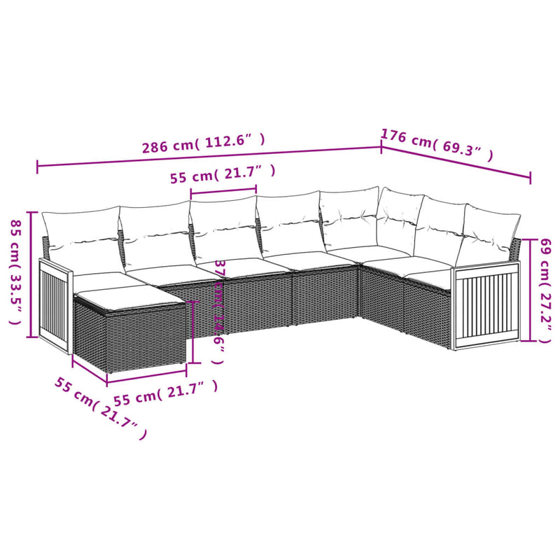 8 Piece Garden Sofa Set with Cushions Black Poly Rattan Payday Deals