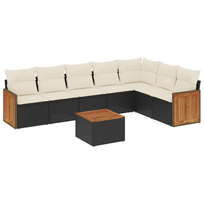 8 Piece Garden Sofa Set with Cushions Black Poly Rattan Payday Deals