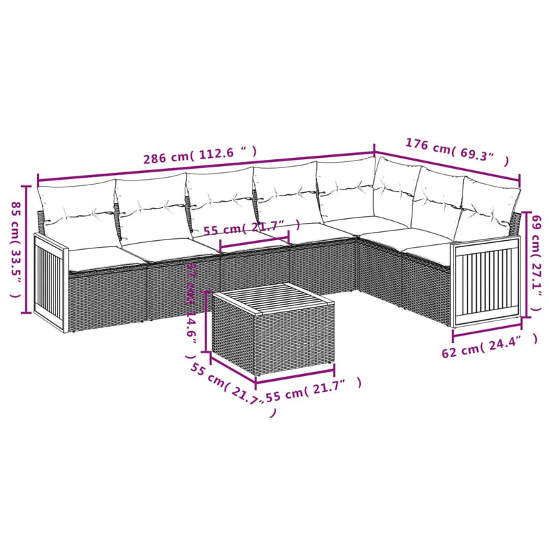 8 Piece Garden Sofa Set with Cushions Black Poly Rattan Payday Deals