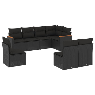 8 Piece Garden Sofa Set with Cushions Black Poly Rattan Payday Deals