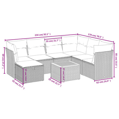 8 Piece Garden Sofa Set with Cushions Black Poly Rattan Payday Deals