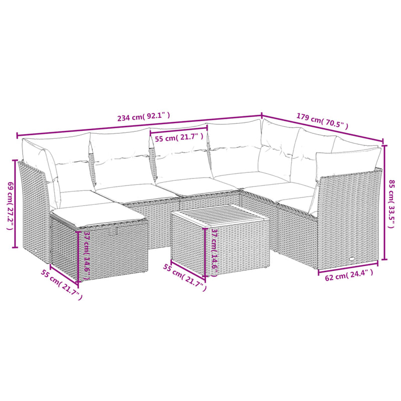 8 Piece Garden Sofa Set with Cushions Black Poly Rattan Payday Deals