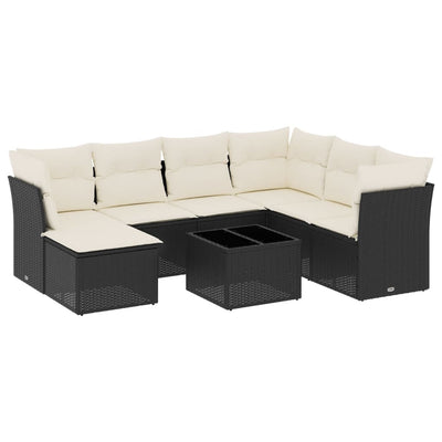 8 Piece Garden Sofa Set with Cushions Black Poly Rattan Payday Deals