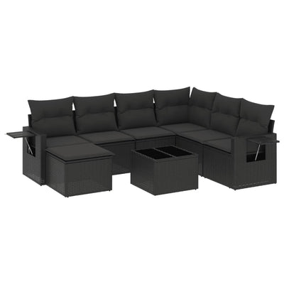 8 Piece Garden Sofa Set with Cushions Black Poly Rattan Payday Deals