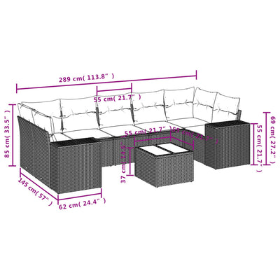 8 Piece Garden Sofa Set with Cushions Black Poly Rattan Payday Deals