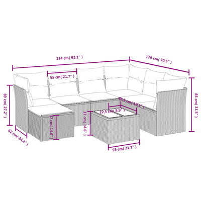 8 Piece Garden Sofa Set with Cushions Black Poly Rattan Payday Deals