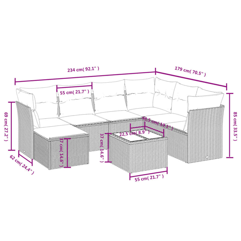 8 Piece Garden Sofa Set with Cushions Black Poly Rattan Payday Deals