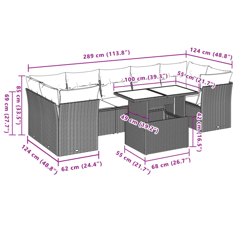 8 Piece Garden Sofa Set with Cushions Black Poly Rattan Payday Deals