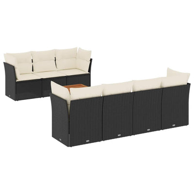 8 Piece Garden Sofa Set with Cushions Black Poly Rattan Payday Deals