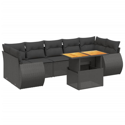 8 Piece Garden Sofa Set with Cushions Black Poly Rattan Payday Deals