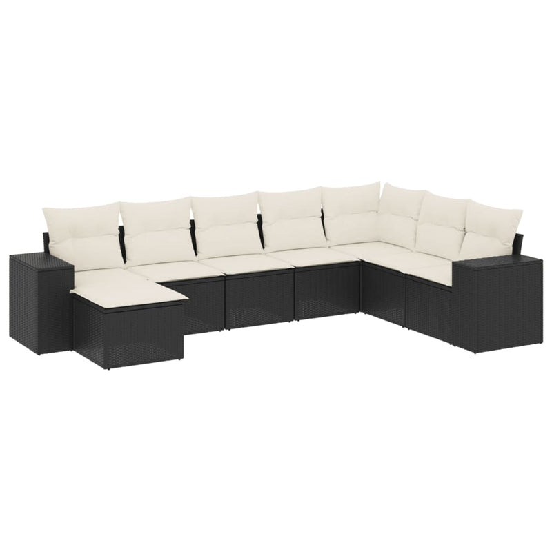 8 Piece Garden Sofa Set with Cushions Black Poly Rattan Payday Deals