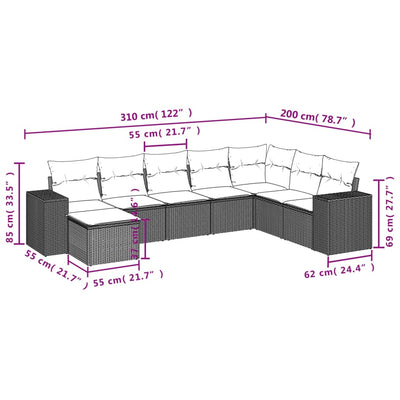 8 Piece Garden Sofa Set with Cushions Black Poly Rattan Payday Deals