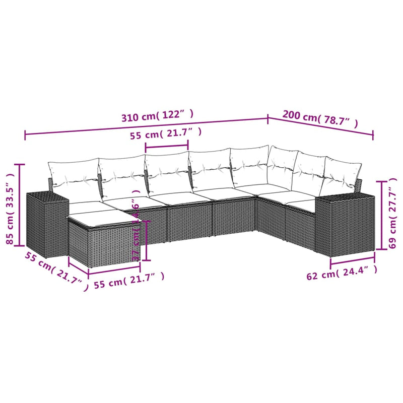 8 Piece Garden Sofa Set with Cushions Black Poly Rattan Payday Deals