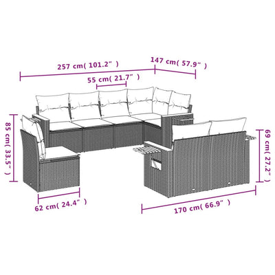 8 Piece Garden Sofa Set with Cushions Black Poly Rattan Payday Deals