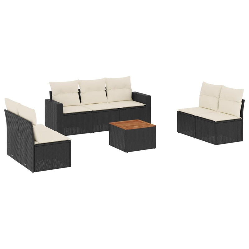 8 Piece Garden Sofa Set with Cushions Black Poly Rattan Payday Deals