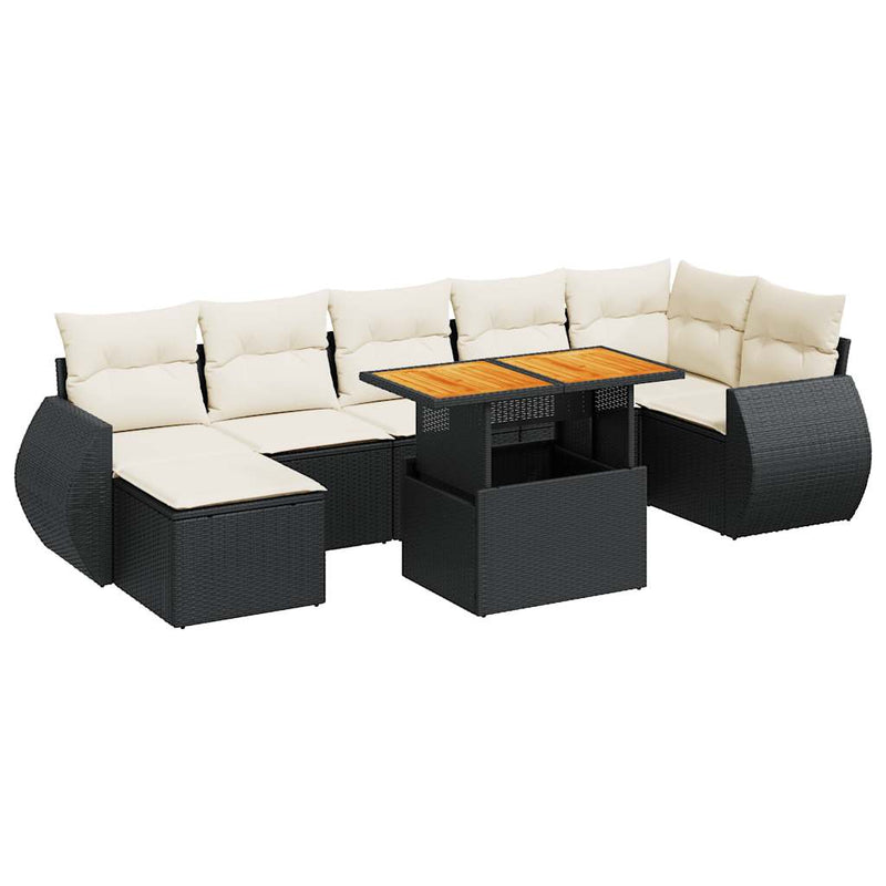 8 Piece Garden Sofa Set with Cushions Black Poly Rattan Payday Deals