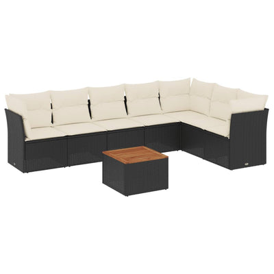 8 Piece Garden Sofa Set with Cushions Black Poly Rattan Payday Deals