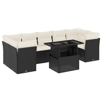 8 Piece Garden Sofa Set with Cushions Black Poly Rattan Payday Deals