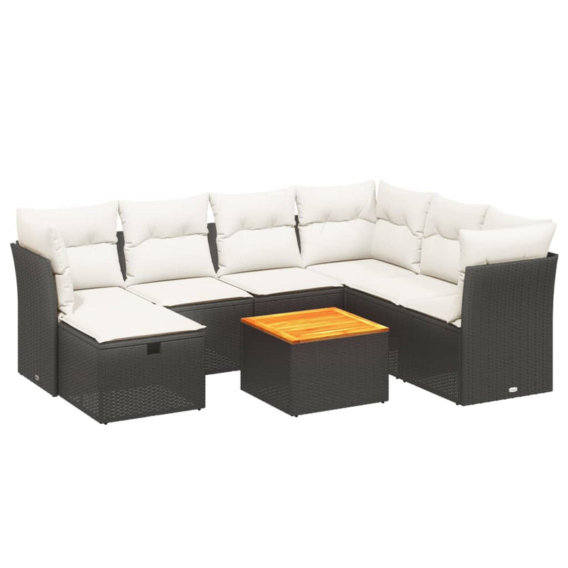 8 Piece Garden Sofa Set with Cushions Black Poly Rattan Payday Deals