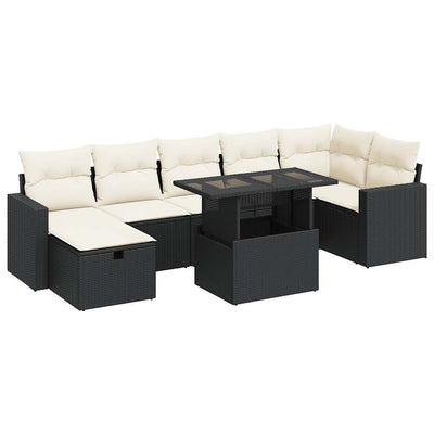 8 Piece Garden Sofa Set with Cushions Black Poly Rattan Payday Deals