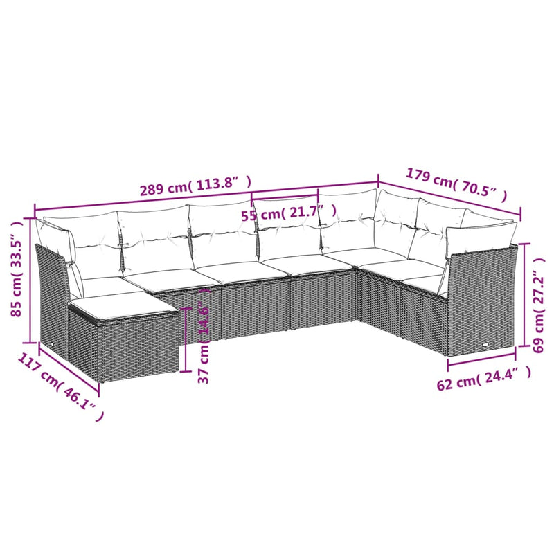 8 Piece Garden Sofa Set with Cushions Black Poly Rattan Payday Deals
