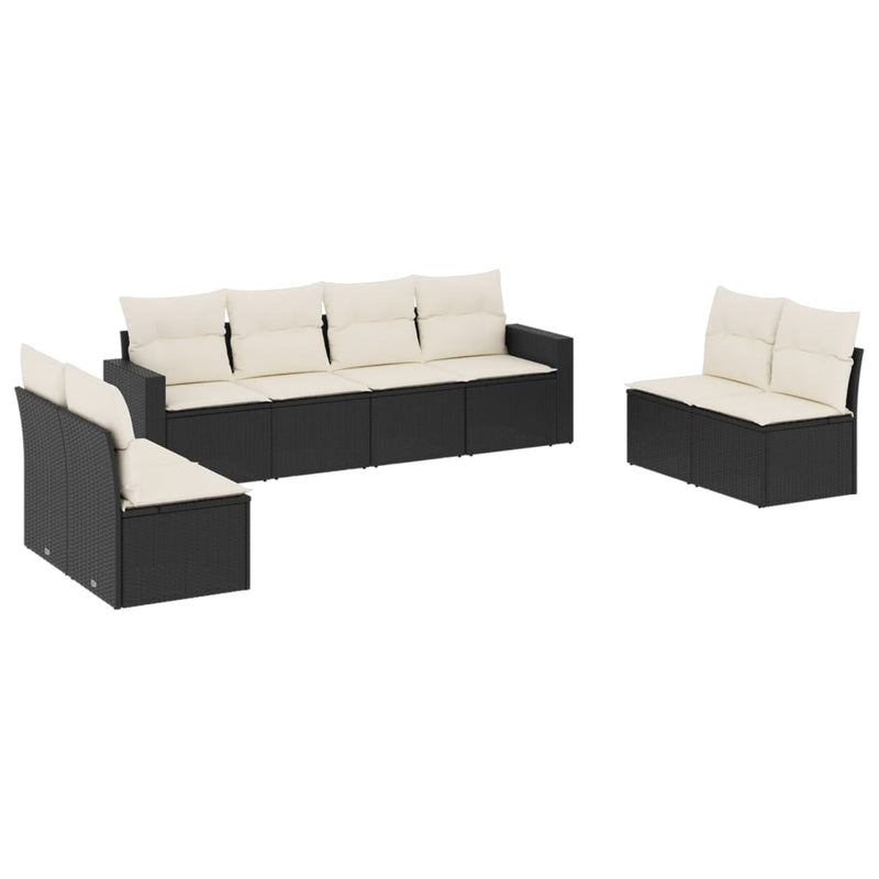 8 Piece Garden Sofa Set with Cushions Black Poly Rattan Payday Deals