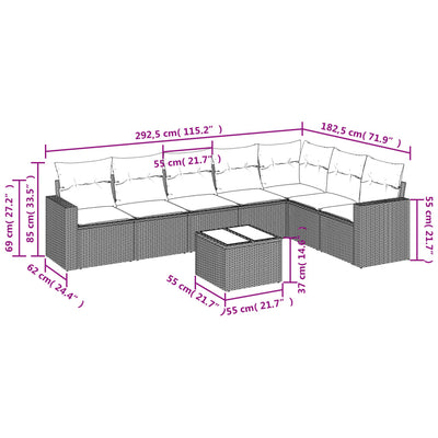 8 Piece Garden Sofa Set with Cushions Black Poly Rattan Payday Deals