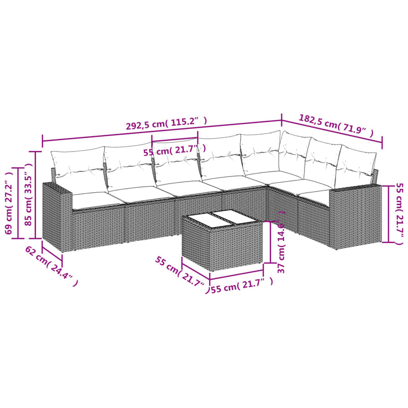 8 Piece Garden Sofa Set with Cushions Black Poly Rattan Payday Deals