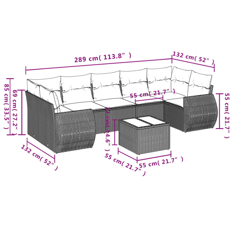 8 Piece Garden Sofa Set with Cushions Black Poly Rattan Payday Deals