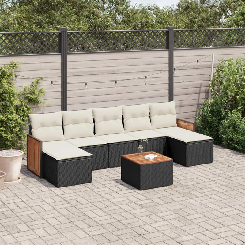 8 Piece Garden Sofa Set with Cushions Black Poly Rattan Payday Deals