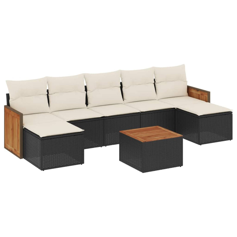 8 Piece Garden Sofa Set with Cushions Black Poly Rattan Payday Deals