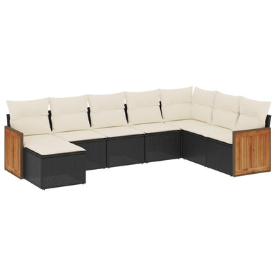 8 Piece Garden Sofa Set with Cushions Black Poly Rattan Payday Deals