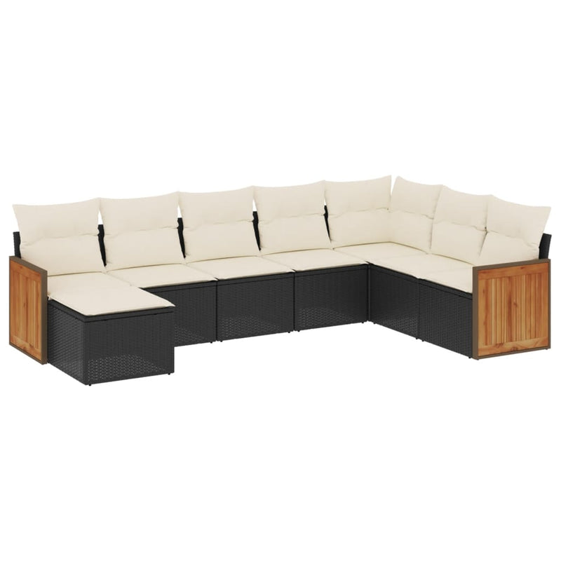 8 Piece Garden Sofa Set with Cushions Black Poly Rattan Payday Deals