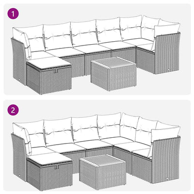 8 Piece Garden Sofa Set with Cushions Black Poly Rattan Payday Deals