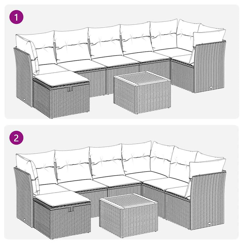 8 Piece Garden Sofa Set with Cushions Black Poly Rattan Payday Deals