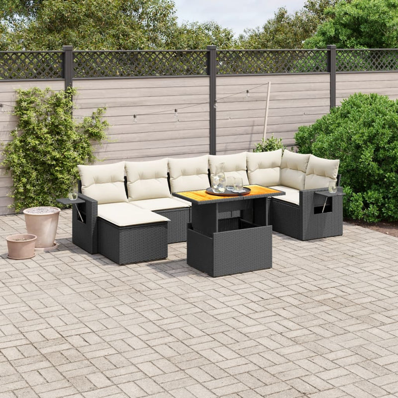 8 Piece Garden Sofa Set with Cushions Black Poly Rattan Payday Deals