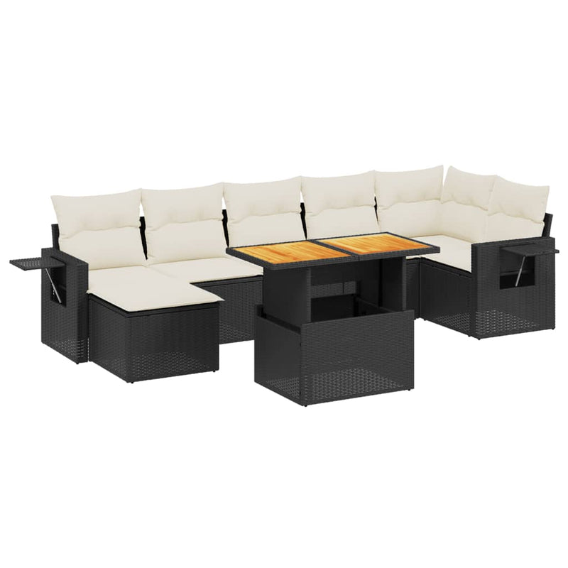 8 Piece Garden Sofa Set with Cushions Black Poly Rattan Payday Deals