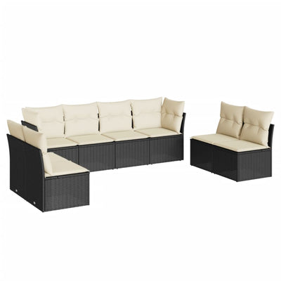 8 Piece Garden Sofa Set with Cushions Black Poly Rattan Payday Deals