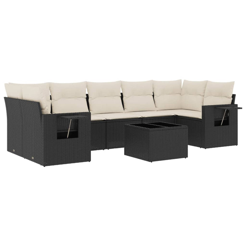 8 Piece Garden Sofa Set with Cushions Black Poly Rattan Payday Deals