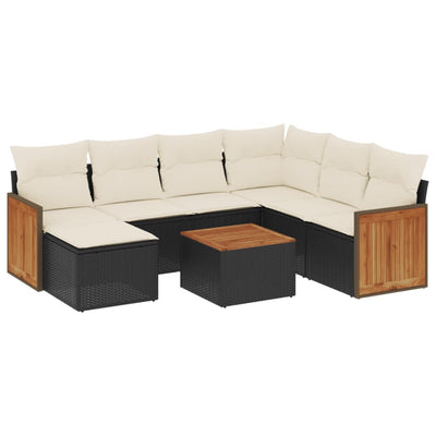 8 Piece Garden Sofa Set with Cushions Black Poly Rattan Payday Deals